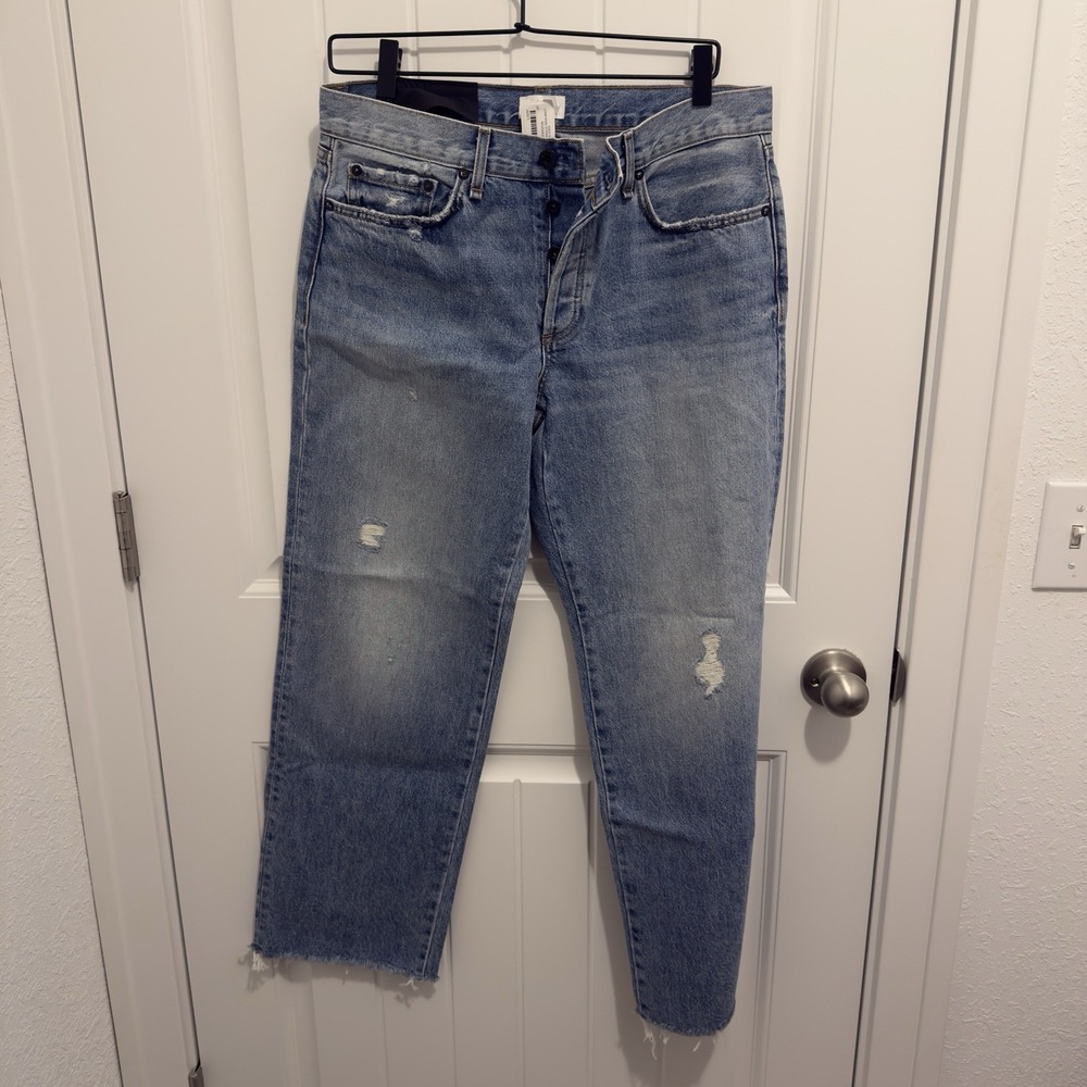 Askk NY Women's Light Wash Low Rise Distressed Button Fly Berkley Jeans Size 29